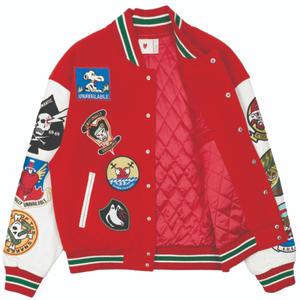 เสื้อแจ็กเก็ตเบสบอลสีดำผ้าขนสัตว์แท้สีดำสำหรับผู้ชาย - Product Image 3