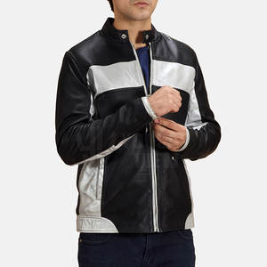 แจ็กเก็ตมอเตอร์ไซค์ของผู้ชายแจ็กเก็ตมอเตอร์ไซค์สีตัดกันดีไซน์เฉพาะ - Product Image 1