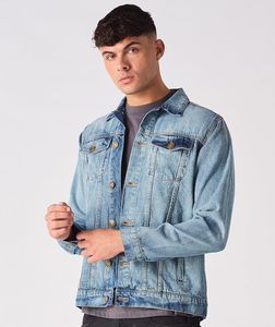 Chaqueta vaquera de moda para hombre, abrigo Vintage rasgado ajustado con cuello levantado, venta al por mayor, ropa de abrigo azul clásica, logotipo personalizado, 100% algodón - Product Image 5