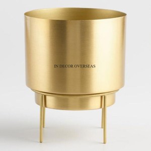 Macetas y macetas de flores con estilo único de metal resistente chapado en oro de alta calidad de fabricante indio a precio competitivo - Product Image 1