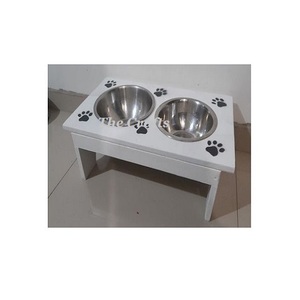 Ensemble de deux bols de forme rectangulaire pour chiens en acier inoxydable et bol de service en bois pour chiens à bas prix - Product Image 4