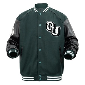 Veste universitaire de couleur unie de qualité supérieure pour hommes, uniforme de baseball ample à la mode, veste bombardier en toile imperméable et coupe-vent, veste décontractée - Product Image 3