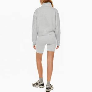 Venta al por mayor de calidad superior media cremallera cuello gota hombro sudadera con bolsillo Kangroo algodón poliéster Sudadera Mujer - Product Image 4