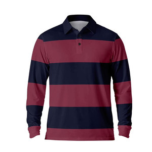 Polo de Punto a Rayas de Excelente Calidad para Hombre, Corte Entallado, Manga Larga, Estilo Moderno para Conjuntos Casuales Elegantes - Product Image 1