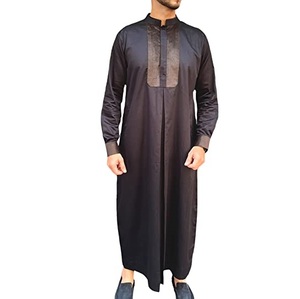 Transpirable cuello redondo hombres Thobe Jubba Abaya bata último estilo saudí árabe Kaftan al aire libre en blanco vestido islámico para hombres musulmanes - Product Image 2