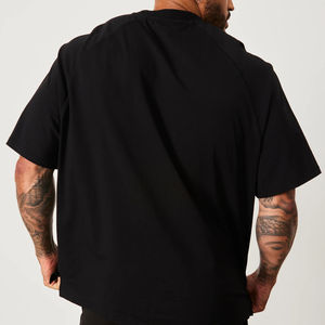 T-shirts personnalisés Streetwear en coton surdimensionné pour hommes, côtes, col rond, épaules tombantes, t-shirt lourd de 280 g/m² - Product Image 2