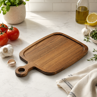 Planche à découper en bois massif Sapele, design encastré avec poignée, pour la préparation et le service de viandes et légumes en cuisine