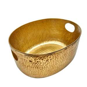 Cubo de Bebidas Grande Martillado, Contenedor de Alimentos Antiguo, Lata Metálica para Cerveza y Whisky, Cubos Enfriadores, Cubo de Hielo Extra Grande Personalizable, Dorado - Product Image 1