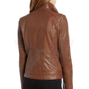 Veste en cuir de qualité supérieure Nouvelle dernière conception Logo personnalisé Imperméable PU Dames Vestes en cuir à la mode - Product Image 2