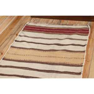 Vintage Turkish Rug, 3.3x11.4 ft Kilim Rug, <b>Brown</b> Red Plants & trees <b>Wool</b> Rug - Product Image 5