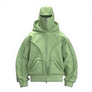 Sweat à capuche double à capuche tendance en coton imprimé décontracté OEM, style streetwear, lourd, ample, type ninja pour hommes - Product Image 5