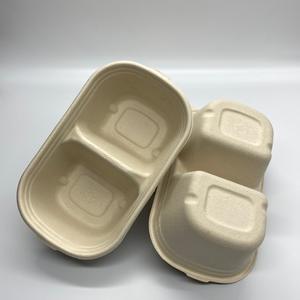Premium Disposable Paper Partitioned Takeaway <b>Box</b> Pulp Material Embossing Matt Lamination Square Shape Noodles Salads Food - Product Image 5