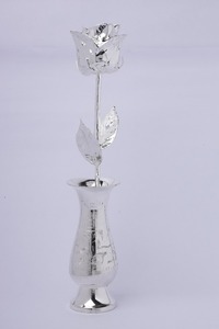 Modern Silver Rose <b>Display</b> Vase Luxury Metal Decorative <b>Flower</b> for Interior Home Decor Halloween Wedding Banquet Decoration - Product Image 3