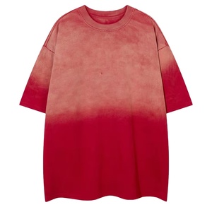 T-shirt décontracté à col rond et manches courtes pour homme, brodé, délavé, tie-dye dégradé, collection été 2026 OEM - Product Image 1