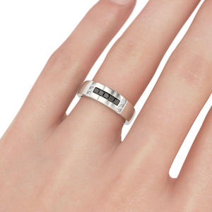 แหวนผู้ชายชุบทองคำขาวประดับโมอิสซาไนต์ ดีไซน์รูปดาวและตัวเลข - Product Image 4