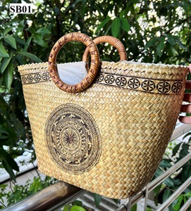 Handmade <b>Straw</b> Beach Tote <b>Bag</b> Woven Grass Handbag Market Shopping Gift <b>Bag</b> - Product Image 1