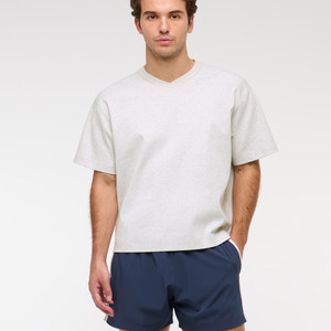 T-shirt décontracté 100% coton pour hommes, coupe large, coupe ajustée, épaules tombantes, streetwear OEM de haute qualité, logo personnalisé, t-shirt uni - Product Image 3