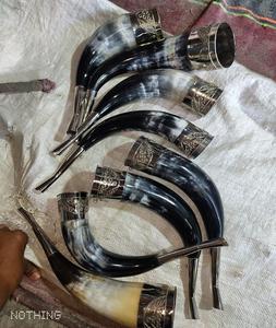 ฮอร์นดื่มไวกิ้งยุคกลางทำด้วยมือเขาควายธรรมชาติแท้ทำมือในอินเดียอาเกตงานฝีมือตามธรรมชาติ - Product Image 1