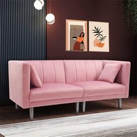 Elegante sofá cama de dos plazas de terciopelo con patas de metal para dormitorio u oficina, muebles elegantes para sala de estar de KD Furniture