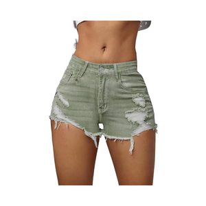 <b>Top</b> Selling Stylish Women Denim Shorts High Waist <b>Distressed</b> Custom Stone Washed Breathable Summer Lace Design by BRANDSOON INDS - Product Image 3