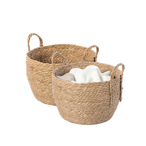 Juego de 3 cestas de almacenamiento de jacinto de agua con forma de rectángulo tejidas a mano anidadas con técnicas de inyección de mango para juguetes-Venta al por mayor - Product Image 6