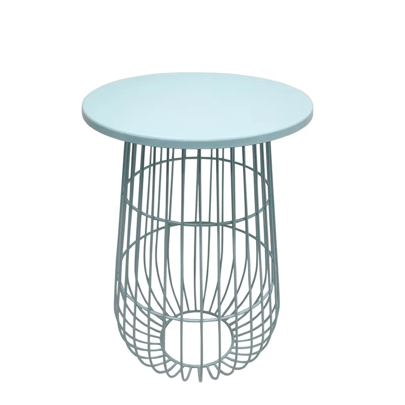 Iron Round Side Table White Plated Finished Standard Size Side Table And Coffee Table Living Room Furniture
