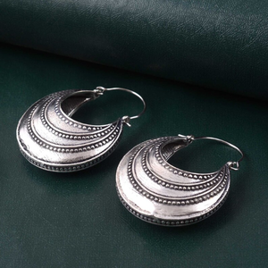 Brass Crescent <b>Hoop</b> <b>Earrings</b> Gold And <b>Silver</b> Plated Tribal Boho Ethnic Statement Jewelry For Women - Product Image 4