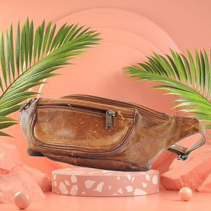 กระเป๋าคาดเอวปิดซิปหนังแท้สำหรับผู้ชายมีซิปมีสไตล์ - Product Image 6