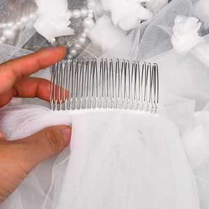 หวีผมเจ้าสาว Bridella V20-IM1.2 ทำมือสไตล์วินเทจประดับมุกสีงาช้างและตาข่าย พร้อมคริสตัลพลาสติกสำหรับจัดแต่งทรงผมในงานแต่งงาน - Product Image 1