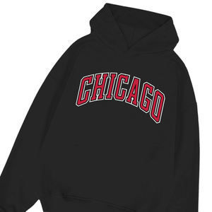 Sudadera con capucha negra con estampado de Chicago, ropa de calle de gran tamaño, de algodón suave jersey de lana, sudadera de invierno cálida informal con estilo, ventas - Product Image 6