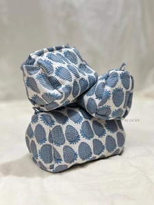 Set 3 Vintage Quilted Waterproof Cotton Case Block Print Design Eco-Friendly Durable Medium Women's Makeup Travel Customized - Product Image 2