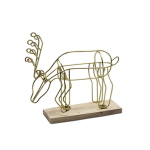 Base de madera decorativa para el hogar, esculturas de ciervo de rienda metálica, figuritas abstractas para el hogar, sala de estar Decoración Para, escultura de escritorio - Product Image 2