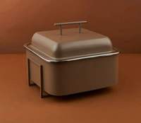 Casseroles de luxe modernes, nouveau design, marmite à fondue, corps en bois, couvercle en acier inoxydable, métal artisanal, durable, antiadhésif, isolé