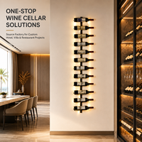 Porte-bouteilles mural en métal détachable DIY pour 12 bouteilles avec éclairage LED en option