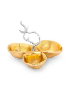 Cuenco de Vidrio LuxeServe con Base de Diseño de Hojas de Aluminio, Elegante Centro de Mesa para el Hogar y Fiestas - Product Image 4