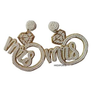 Elegant Pearls & <b>Crystals</b> Beaded Gold Plated Bridal <b>Fashion</b> Hoop Earrings Handcrafted for Wedding Day Glamour - Product Image 2