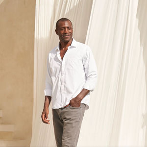 BEAM Smoking pour homme à col en V, manches longues, boutons recouverts, 40% Coton 60% Polyester, 220 grammes, formel d'été, anti-humidité - Product Image 4