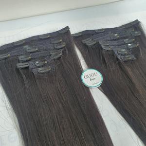 Clip en extensión de cabello hueso recto Peluca de cabello humano donante único cabello crudo doble dibujado vietnamita - Product Image 3