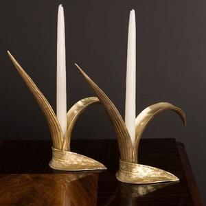 Porte-bougie en métal finition antique, support de bougie pour l'éclairage et la décoration de la maison, ensemble élégant de porte-bougie décoratif - Product Image 1