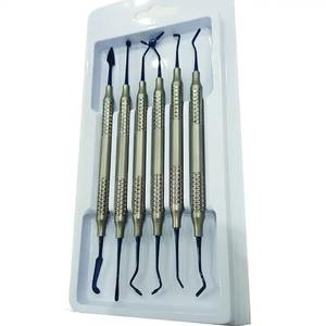 Juego de 6 instrumentos de llenado restaurador dental compuesto azul recubierto de plasma hecho de resina plástico acero - Product Image 2