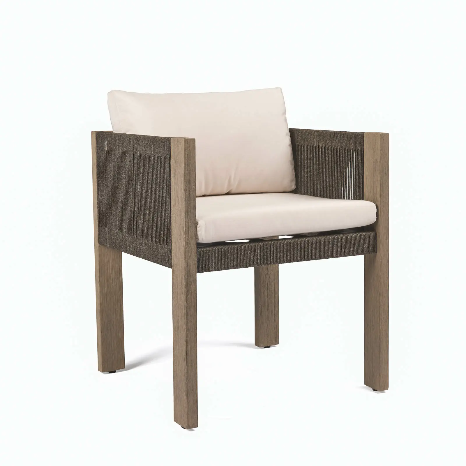 Minimalist Dining Chair Teak Wood Luxury Outdoor Furniture Woven Rope Chairs