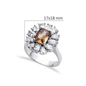 Anillo de Halo clásico de 17x17mm con cambio de Color, sultanita, rodio plateado, Plata de Ley 925 turca, joyería al por mayor - Product Image 2