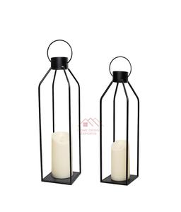 Farol de Metal Alto Hecho a Mano con Acabado Negro Mate, Faroles de Metal Decorativos para Bodas - Product Image 1