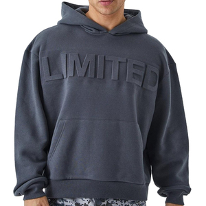 เสื้อฮู้ดผู้ชายแบบมีฮู้ดสำหรับผู้ชายดีไซน์โลโก้นูนแบบกำหนดเอง - Product Image 1