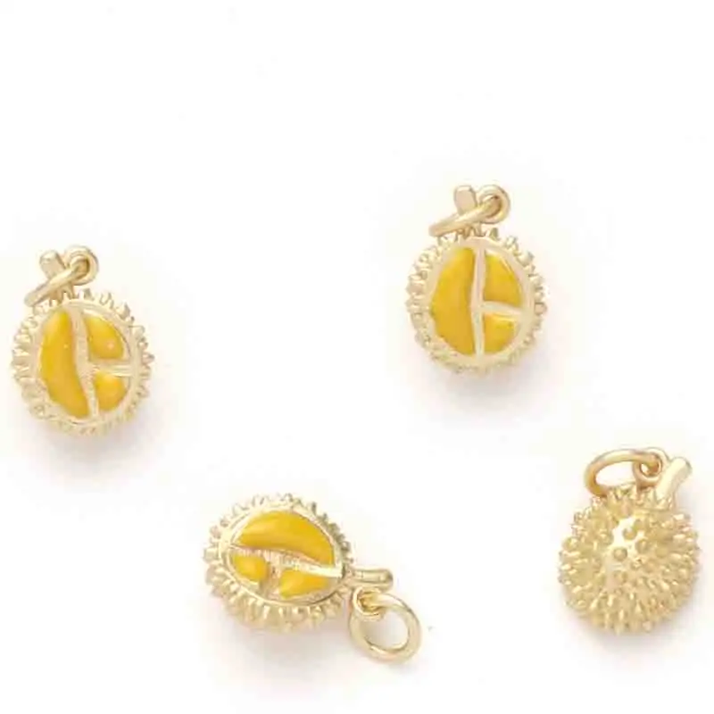 Cuivre Zircon Durian breloques plaqué or fruits tropicaux roi pendentifs breloques pour la fabrication de bijoux collier Bracelet bricolage artisanat
