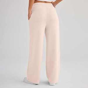 Fabricación de calidad Mujeres Venta al por mayor Ropa deportiva de algodón Yoga Flare Legging ancho Cordón de cintura alta Pantalones de chándal para mujer Joggers - Product Image 3