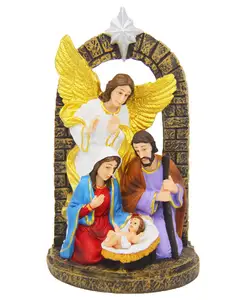 الكلاسيكية عيد الفصح بولي الراتنج الملاك يسوع تمثال الأسرة المقدسة مشهد التماثيل عيد الميلاد سرير الميلاد مجموعة أسعار المصنع بالجملة