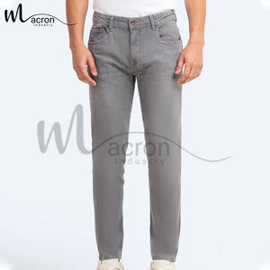 Jeans droits slim respirants à taille mi-haute, coupe ajustée, extensible, durable, classique pour un usage quotidien, prix de gros, sur mesure - Product Image 1