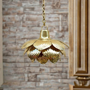 Élégante lanterne de Noël en céramique inspirée du lotus Luminaire floral complexe Lustre décoratif suspendu pour la maison - Product Image 1