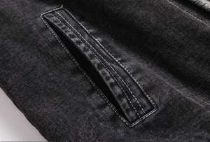 แจ็คเก็ตยีนส์ผู้ชายสำหรับฤดูหนาว ขายส่ง กันลม บุขนหนานุ่ม อุ่น สีน้ำเงิน แฟชั่นลำลอง แต่งขนที่ปกเสื้อ - Product Image 6